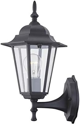 WISBEAM Outdoor Wall Lantern, Black Wall Sconce for House Porch Lighting Fixture, E26 Base 60W Max, Metal Housing Plus Glass, Wet Location Rated, ETL Qualified, Bulbs not Included