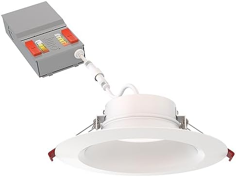 Juno LED Recessed Lights 6 Inch Round Wafer Downlight, 5-in-1 Switchable White Color Temperature, Adjustable Brightness, Deep Regressed Smooth Trim, 6-Inch, Matte White
