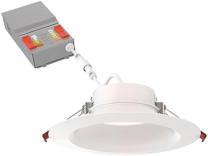 Juno LED Recessed Lights 6 Inch Round Wafer Downlight, 5-in-1 Switchable White Color Temperature, Adjustable Brightness, Deep Regressed Smooth Trim, 6-Inch, Matte White