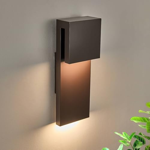Tarentlight Modern Outdoor Indoor Integrated LED Wall Sconce, 2-Light Total 17W,Bronze Finish,1600 Lumens,3000 Kelvin,90 CRI, Dimmable,Input 120-277V,Weatherproof for Global Front Porch Decor Use.
