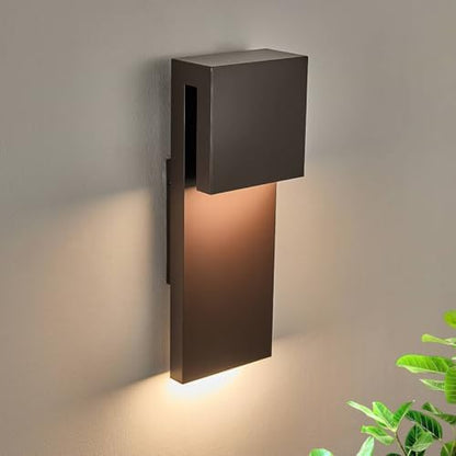 Tarentlight Modern Outdoor Indoor Integrated LED Wall Sconce, 2-Light Total 17W,Bronze Finish,1600 Lumens,3000 Kelvin,90 CRI, Dimmable,Input 120-277V,Weatherproof for Global Front Porch Decor Use.