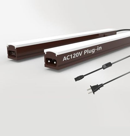 Leetdud Under Cabinet Lighting Plug in, 12 Inch 2 Pcs, Linkable AC120V 3CCT 3000K/4000K/5000K Ultra Slim, LED Under Cabinet Lights for Counter Light, Kitchen, Shelf, Sink, Workshop, Desk, Bronze