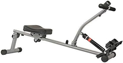 Sunny Health & Fitness Compact Hydraulic Rower with 12-Level Resistance | Full-Body Cardio, Joint-Friendly, Lightweight & Portable, Quiet & Smooth Row, Easy-Assembly, Free SunnyFit App