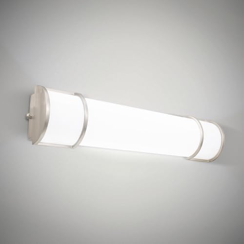 ASD LED 24" Vanity Flush Mount Light Fixture, Linear Bathroom Lighting Bar | 3CCT, Dimmable, ETL Listed | 25W 2600LM 3000-5000K 100-277V | Long Tube Bath Wall Sconce Over Mirror | Nickel