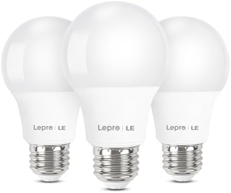 Lepro A19 E26 LED Light Bulbs 9W 800 Lumens Soft White 2700k 3 Pack