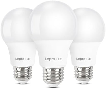 Lepro A19 E26 LED Light Bulbs 9W 800 Lumens Soft White 2700k 3 Pack