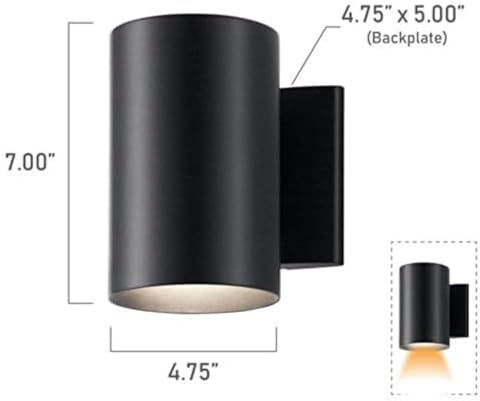 Kichler Cylinders 7" Outdoor Wall Sconce in a Black, 1-Light Exterior Wall Light, Cylinder Fixture, (7" H x 5" W), 9234BK