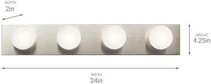 Kichler Linear Bath 4-Light Bathroom Vanity Light, Brushed Nickel