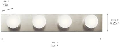 Kichler Linear Bath 4-Light Bathroom Vanity Light, Brushed Nickel
