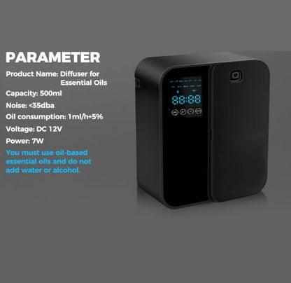 Waterless Scent Diffuser, WiFi Bluetooth App Controlled Fragrance Machine with LED Display, Timer, Adjustable Output for Home, Office, Hotel Lobby and Reception(Black)