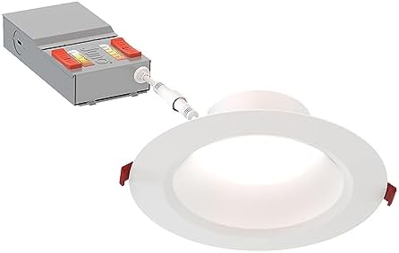 Juno LED Recessed Lights 6 Inch Round Wafer Downlight, 5-in-1 Switchable White Color Temperature, Adjustable Brightness, Deep Regressed Smooth Trim, 6-Inch, Matte White