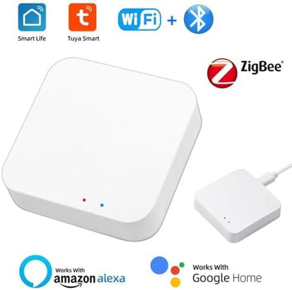 ZigBee Hub WiFi & Bluetooth Dual Mode Gateway, Only for Tuya Product Smart Home Bridge Wireless Remote Controller,Intelligent Bridge Wireless Smart Gateway Voice Control via Alexa and Google Home