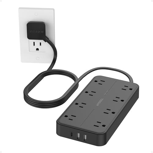 TESSAN Power Strip Surge Protector, 5FT Flat Plug Extension Cord