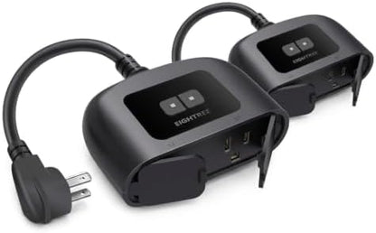 EIGHTREE Outdoor Smart Plug, Timer Outlet with 2 Independent Outlets, 15A