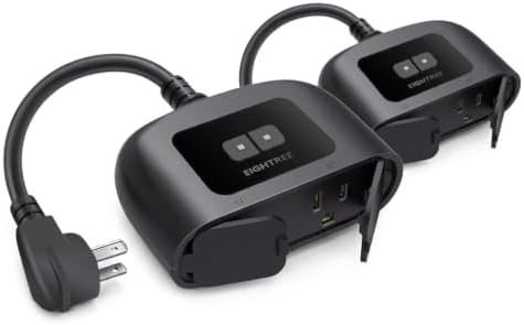 EIGHTREE Outdoor Smart Plug, Timer Outlet with 2 Independent Outlets, 15A