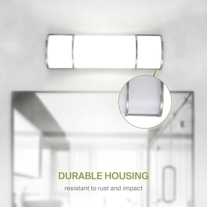 ASD LED 18" Vanity Flush Mount Light Fixture, Linear Bathroom Lighting Bar | 3CCT, Dimmable, ETL Listed | 20W 2300LM 3000-5000K 100-277V | Long Tube Bath Wall Sconce Over Mirror | Nickel