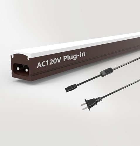 Leetdud Under Cabinet Lighting Plug in, 16 Inch 1 Pc, Linkable AC120V 3CCT 3000K/4000K/5000K Ultra Slim, LED Under Cabinet Lights for Counter Light, Kitchen, Shelf, Sink, Workshop, Desk, Bronze