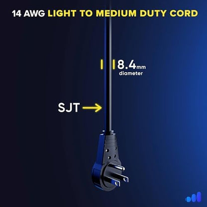 Maximm 1 Ft 360 Rotating Flat Plug Extension Cord, 14 AWG, Black, UL