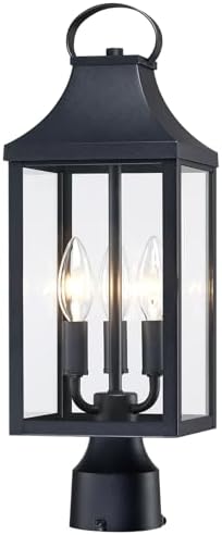 18.62 Post Light Outdoor, Large 3-Light Lamp Post Light Fixture, Black