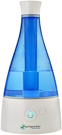 PureGuardian Ultrasonic Cool Mist Humidifier, 30 Hrs. Run Time, 0.5 Gal. Tank Capacity, 350 Sq. Ft. Coverage, Small Rooms, Quiet, Filter Free, Silver Clean Treated Tank, H940AR