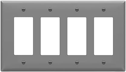 ENERLITES 4-Gang Gray Mid-Size Decorator Switch Outlet Wall Plate Cover