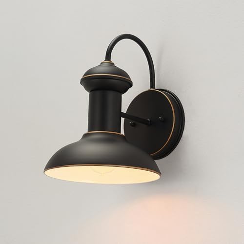 Globe Electric 40190 1-Light Indoor/Outdoor Wall Sconce, Oil Rubbed Bronze, Wall Lighting, Wall Lamp Dimmable, Kitchen Sconces Wall Lighting, Porch Light, Patio Décor, Bulb Not Included