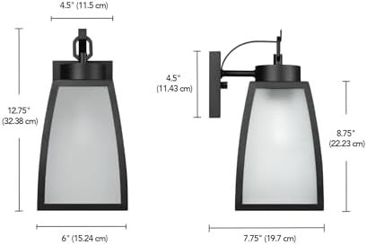 Globe Electric 60000166 1-Light Outdoor Wall Sconce, Matte Black, Frosted Glass