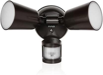 RAB Lighting LU160 Luminator Motion Sensor Outdoor Lights - Flood Light for Security, Outside Dusk to Dawn Photocell, 3000k–5000k Tunable, IP65 Weatherproof Rating, 160°Coverage, 50 Ft Range (Bronze)