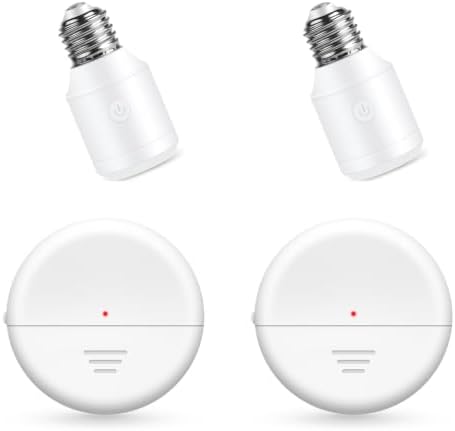 500W Light Bulb Socket Wireless Radar Motion Sensor,2 Radars+2 Bulb Bases | NineLeaf Programmable E26 E27 Bulbs Base Holder,No Wiring Needed, for Pull Chain Lighting Fixture,Stair,Closet,Garage
