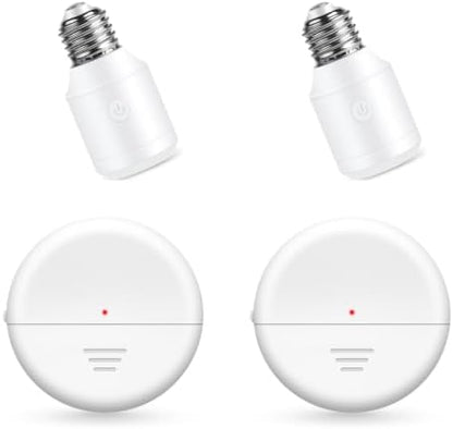 500W Light Bulb Socket Wireless Radar Motion Sensor,2 Radars+2 Bulb Bases | NineLeaf Programmable E26 E27 Bulbs Base Holder,No Wiring Needed, for Pull Chain Lighting Fixture,Stair,Closet,Garage