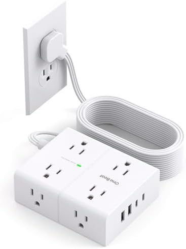 Extension Cord 10 Ft, One Beat Surge Protector Power Strip 10 Ft Long Cord