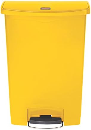 Rubbermaid Commercial Products Streamline Slim Step-On Plastic Trash Garbage Can, 24 Gallon, Yellow, Wastebasket for Home/Kitchen/Hospital/Healthcare Facility