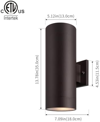 mirrea 12" Modern Outdoor Porch Light 2 Lights, 2 Pack, Oil Rubbed Bronze