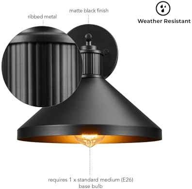 Globe Electric 60000170 1-Light Outdoor Wall Sconce, Matte Black