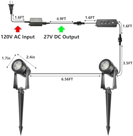 SUNTHIN 6 Pack Landscape Lights with Dusk to Dawn Sensor Controller