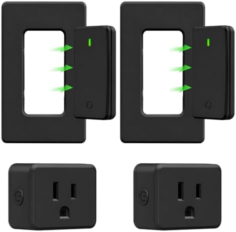 Greencycle Remote Control Outlet 2 Sets,Black Detachable Wireless Switch