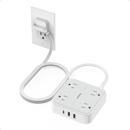 TESSAN Surge Protector Flat Extension Cord 5 Ft, Ring Plug Power Strip