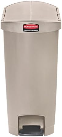 Rubbermaid Commercial Products STREAMLINE Plastic Front Step Step-On-Trash/Garbage Can/Bin, 13 GAL, Beige, for Doctor's Office/Hospitals/Healthcare