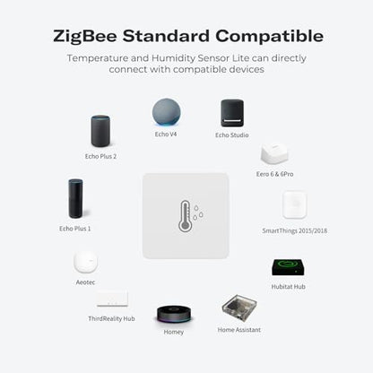 THIRDREALITY Zigbee Temperature and Humidity Sensor Lite,Smart Thermometer and Hygrometer, Hub Required,Compatible with Echo Devices with Zigbee Hub Built-in,Home Assistant,SmartThings,Homey,Hubitat