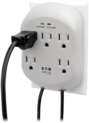 Eaton Tripp Lite SK5TEL-0 Multi-Plug Wall Outlet Extender Surge Protector Plug, 5 Outlets, 1080 Joules, Diagnostic LEDs, Phone (RJ11) Protection, Lifetime Manufacturer's Warranty & $15,000 Insurance
