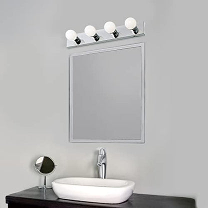 Design House Vanity Lighting, Steel Construction, 4 Vanity Lights, Dimmable, Uses Four 60W Bulbs, Polished Chrome, 24.0 in. W x 4.3 in. H x 2.0 in. D, 500892