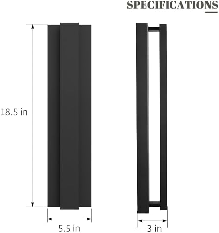LamQee 18.5 Inch Modern Outdoor Wall Lights Exterior Lighting Fixtures, 3000K 12W LED Contemporary Outdoor Wall Sconce, Matte Black Outside Wall Mount Lights for House Garage Porch Patio Front Door