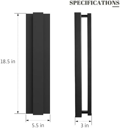 LamQee 18.5 Inch Modern Outdoor Wall Lights Exterior Lighting Fixtures, 3000K 12W LED Contemporary Outdoor Wall Sconce, Matte Black Outside Wall Mount Lights for House Garage Porch Patio Front Door