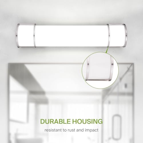ASD LED 24" Vanity Flush Mount Light Fixture, Linear Bathroom Lighting Bar | 3CCT, Dimmable, Energy Star, ETL Listed | 25W 1950LM 3000-5000K 120V | Long Bath Wall Sconce Over Mirror | Nickel, 2 Pack