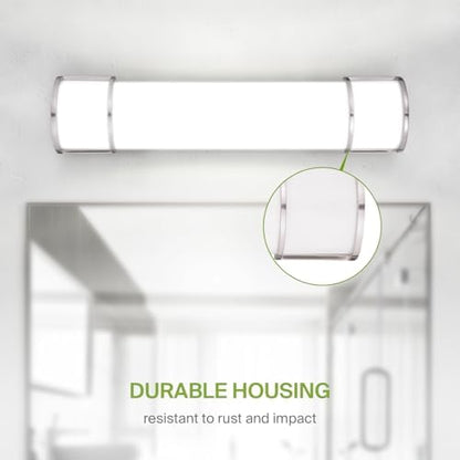 ASD LED 24" Vanity Flush Mount Light Fixture, Linear Bathroom Lighting Bar | 3CCT, Dimmable, Energy Star, ETL Listed | 25W 1950LM 3000-5000K 120V | Long Bath Wall Sconce Over Mirror | Nickel, 2 Pack