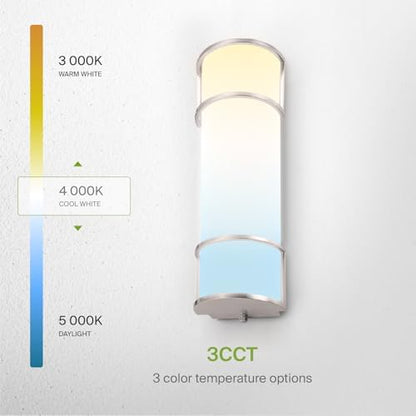 ASD LED 18" Vanity Flush Mount Light Fixture, Linear Bathroom Lighting Bar | 3CCT, Dimmable, ETL Listed | 20W 2300LM 3000-5000K 100-277V | Long Tube Bath Wall Sconce Over Mirror | Nickel, 4 Pack