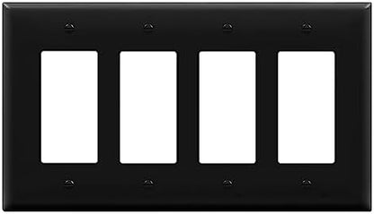ENERLITES 4-Gang Black Mid-Size Decorator Switch Outlet Wall Plate Cover