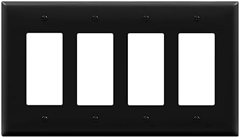 ENERLITES 4-Gang Black Mid-Size Decorator Switch Outlet Wall Plate Cover