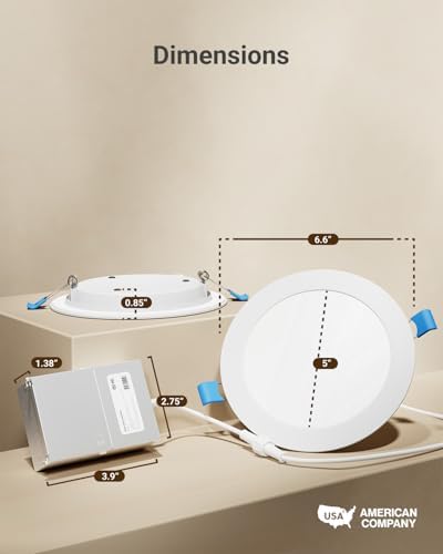 Sunco 6 Pack 6 Inch Canless LED Ultra-Slim Recessed Light, 14W-100W