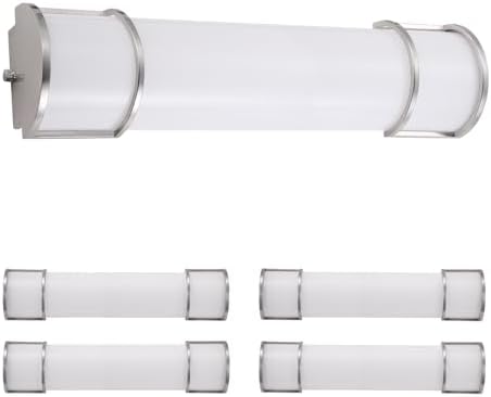 ASD LED 24" Vanity Flush Mount Light Fixture, Linear Bathroom Lighting Bar | 3CCT, Dimmable, Energy Star, ETL Listed | 25W 1950LM 3000-5000K 120V | Long Bath Wall Sconce Over Mirror | Nickel, 4 Pack